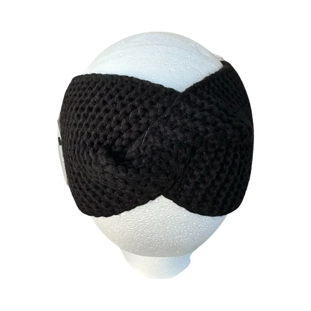 West Loop Women’s Black Knit Criss Cross Front Solid Acrylic Headband OSF NWT
